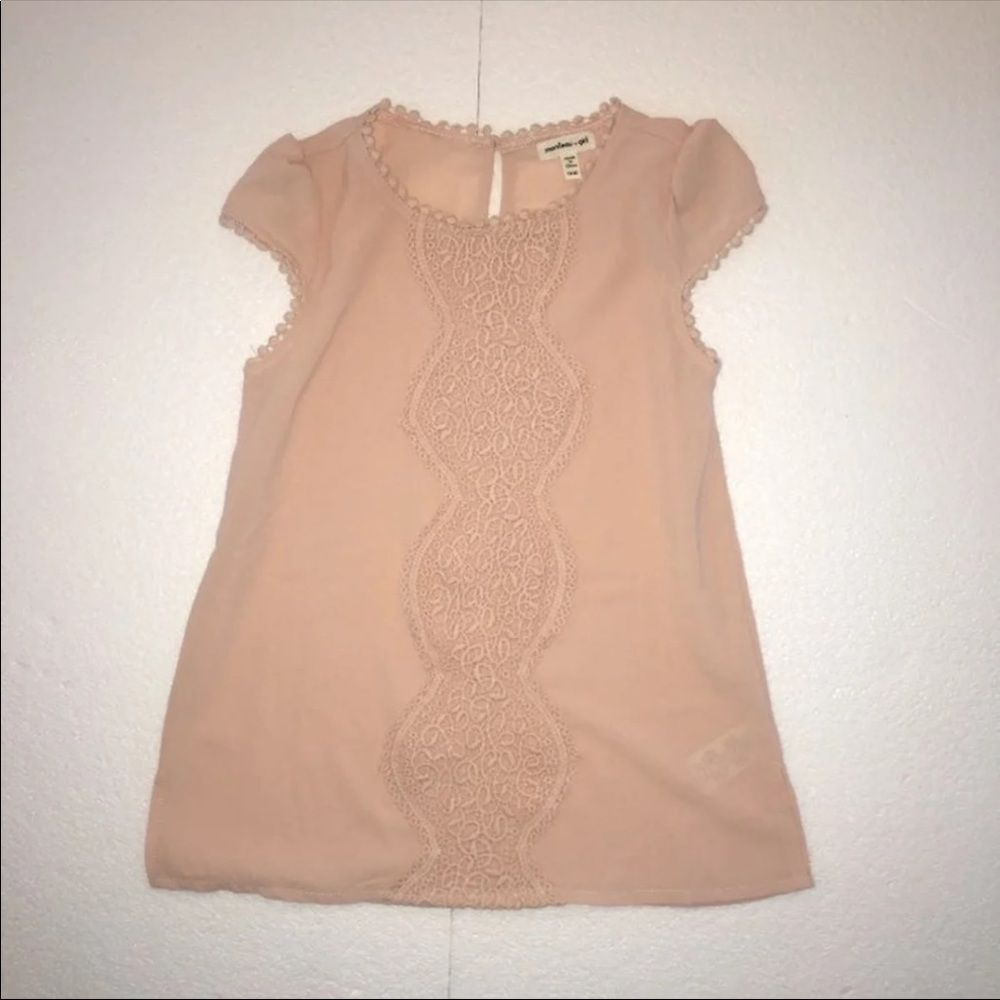 Girls blush pink top 7/8 Crochet